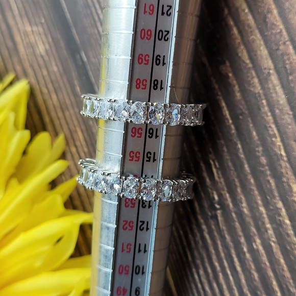 SILVER OVAL CUT CZ ETERNITY BAND - Picture 8 of 9